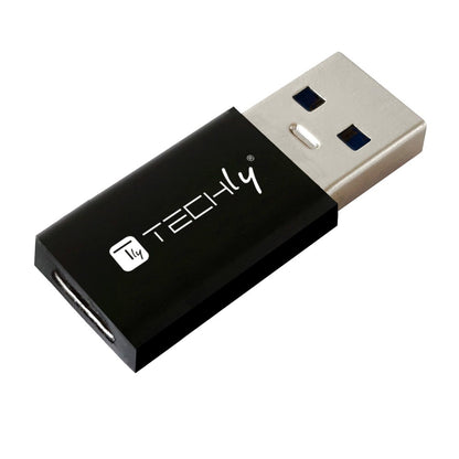 Techly IADAP-USB3-AFT USB 3.0 Adapter – USB A Male to USB-C Female Converter Black