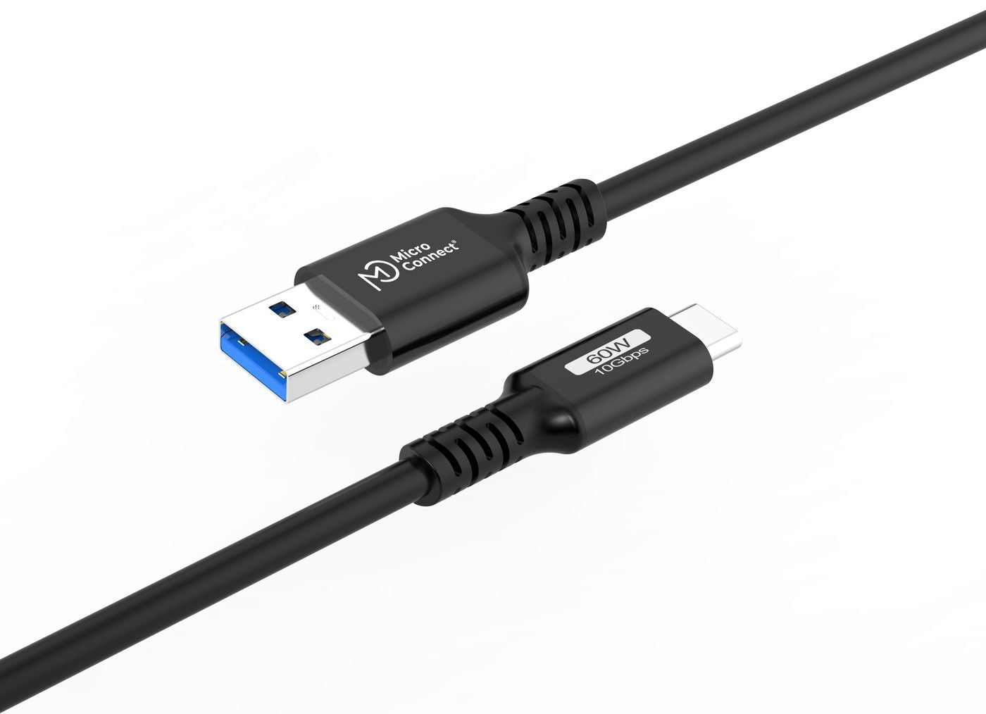 MicroConnect USB3.2AC015 USB-C to USB-A Cable – 0.15m, 10Gbps, 60W, Black