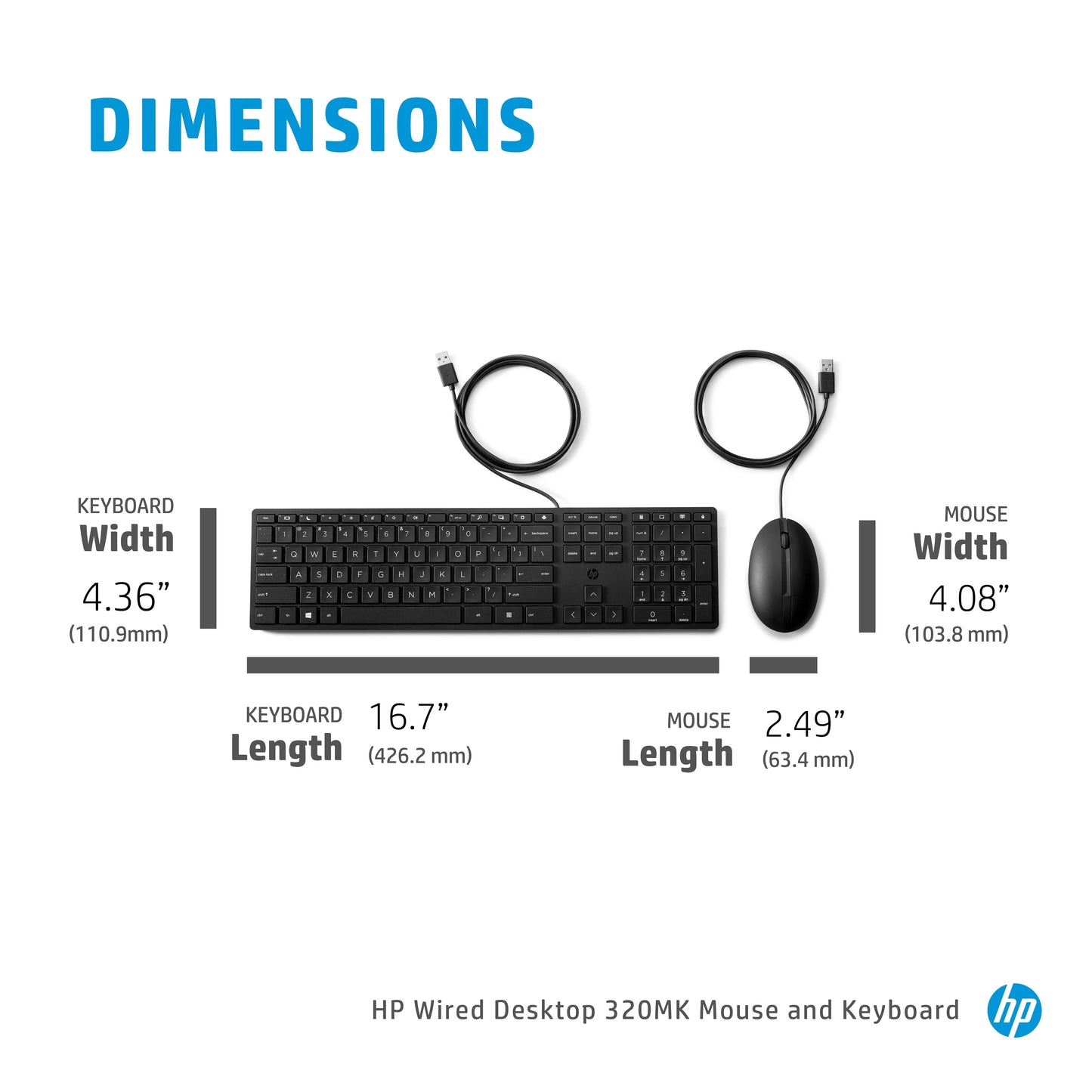 HP 9SR36AA#ABE Wired Desktop 320MK Mouse and Keyboard – Full-Size USB Black