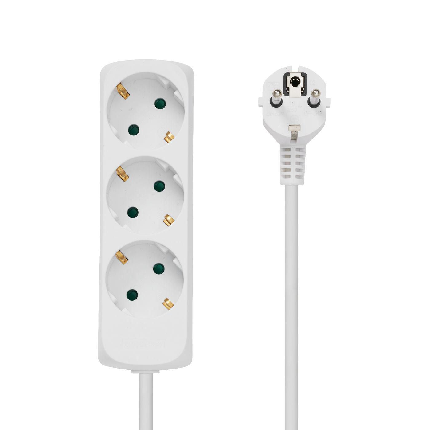 MicroConnect GRU003W Power Extension Lead 1.8m 3 AC Outlets Type F White