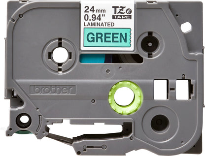 Brother TZE-751 Label Making Tape – 24mm Black on Green Laminated 8m