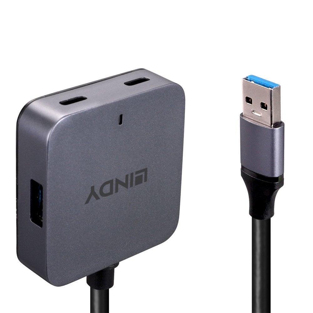 Lindy 43388 5m USB 3.0 Hub – 4-Port, SuperSpeed 5Gbps, Aluminium, CE Certified
