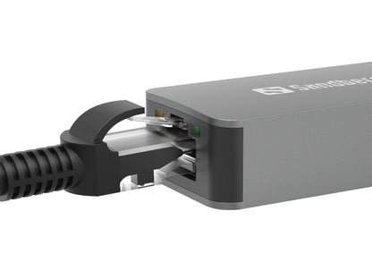 Sandberg 136-68 USB-C/A 2.5 GbE RJ45 Adapter – High-Speed Ethernet, Grey