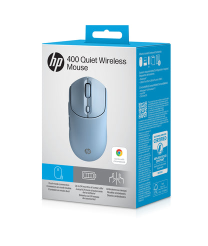 HP AZ7B4AA#ABB 400 Quiet Blue Wireless Mouse – Ambidextrous, 6000 DPI, Bluetooth