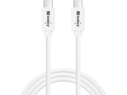 Sandberg 136-53 USB-C to USB-C Cable 1m – 100W Power Delivery, USB 3.2 Gen 2, 10Gbps, White