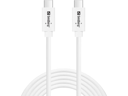 Sandberg 136-54 USB-C to USB-C Cable 2m – 100W 10Gbps USB 3.2 Gen 2 White