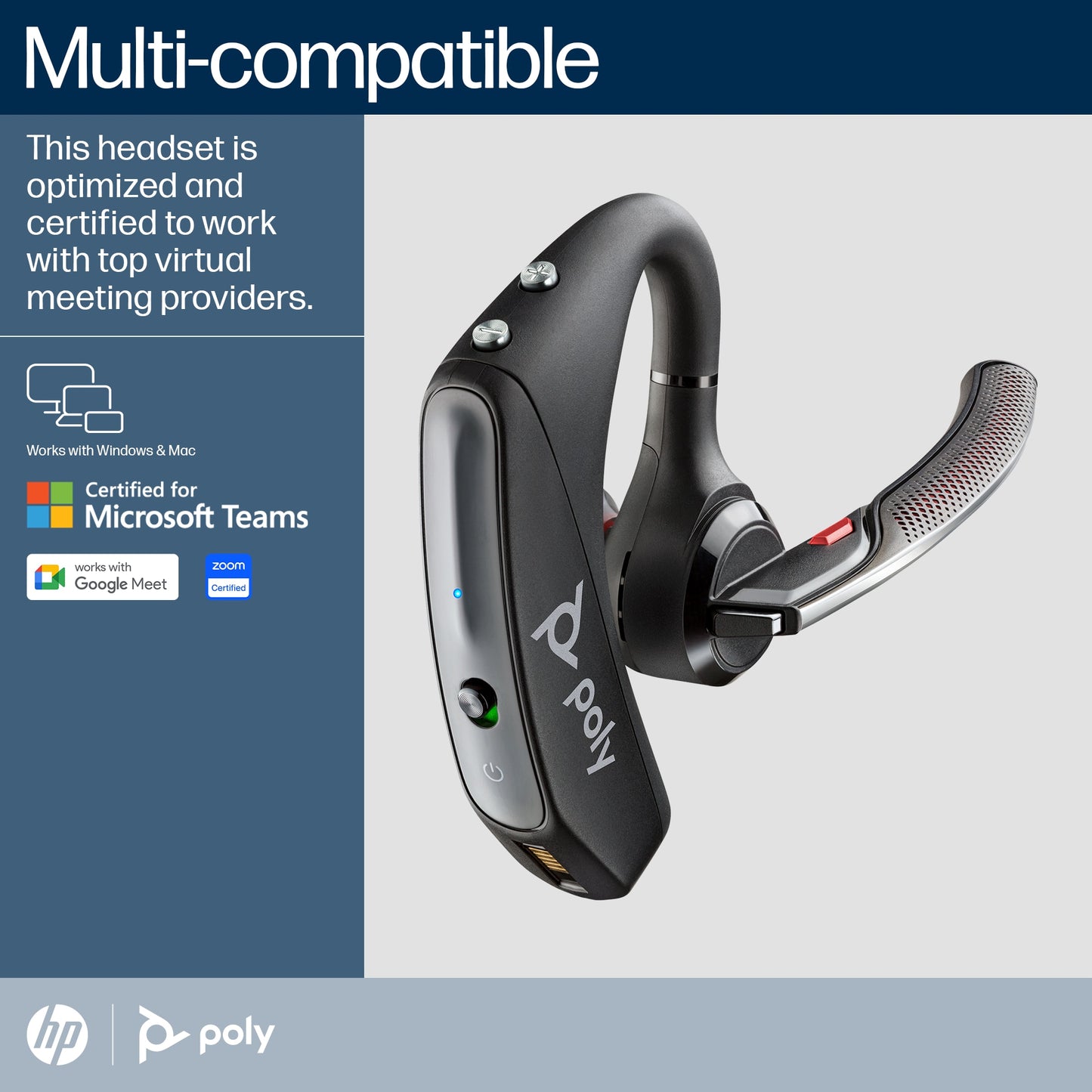 Poly 206110-102 Voyager 5200 USB-A Bluetooth Headset + BT700 Dongle