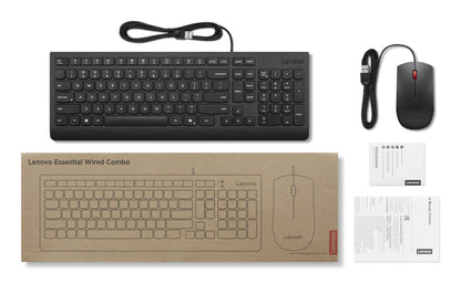 Lenovo 4X31R64414 Keyboard and Mouse Set – Full-Size USB German Black