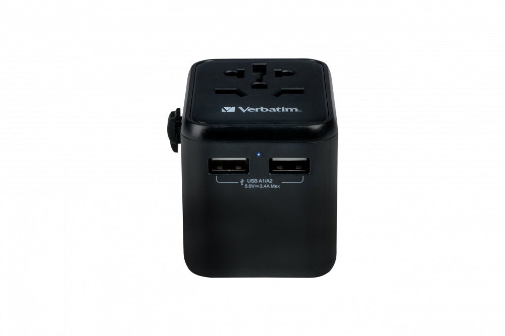 Verbatim 49543 Universal Travel Adapter – Power Plug Adapter 2x USB-A 12W Black