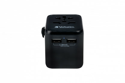 Verbatim 49543 Universal Travel Adapter – Power Plug Adapter 2x USB-A 12W Black