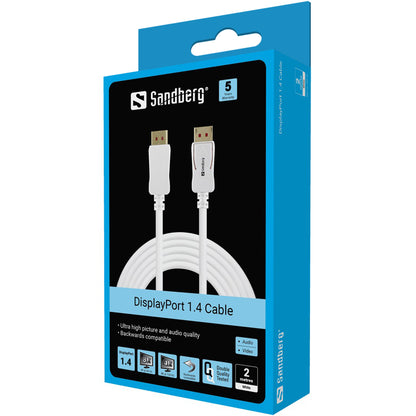 Sandberg 509-15 DisplayPort 1.4 Cable 2m – 8K 60Hz, High-Speed, White