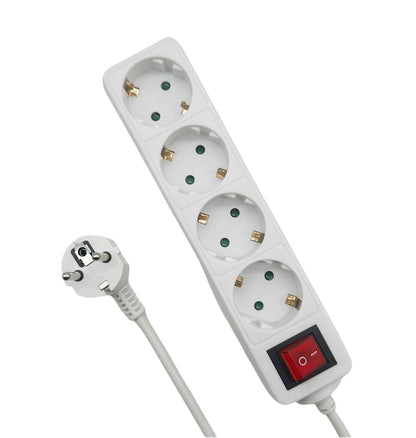 MicroConnect MC-GRU0045WS Power Strip – 4-Way Type F, 5m, On/Off Switch, White