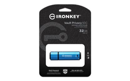 Kingston IKVP50C/32GB 32GB USB-C IronKey Vault Privacy 50C AES-256 Encrypted Drive