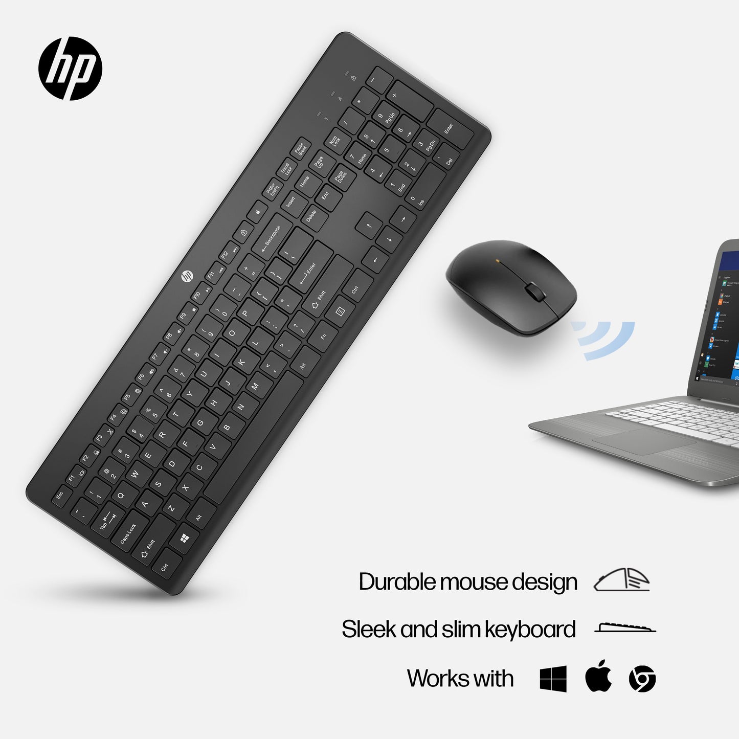 HP 18H24AA#ABU Wireless Mouse and Keyboard Combo – Full-Size, 2.4GHz, Black