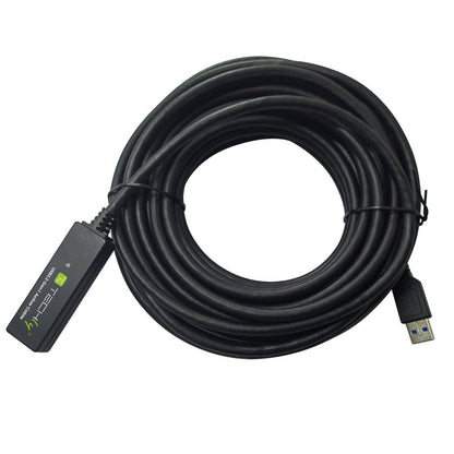 Techly ICUR30100G USB 3.2 Gen 1 Active Extension Cable 10m USB A Black