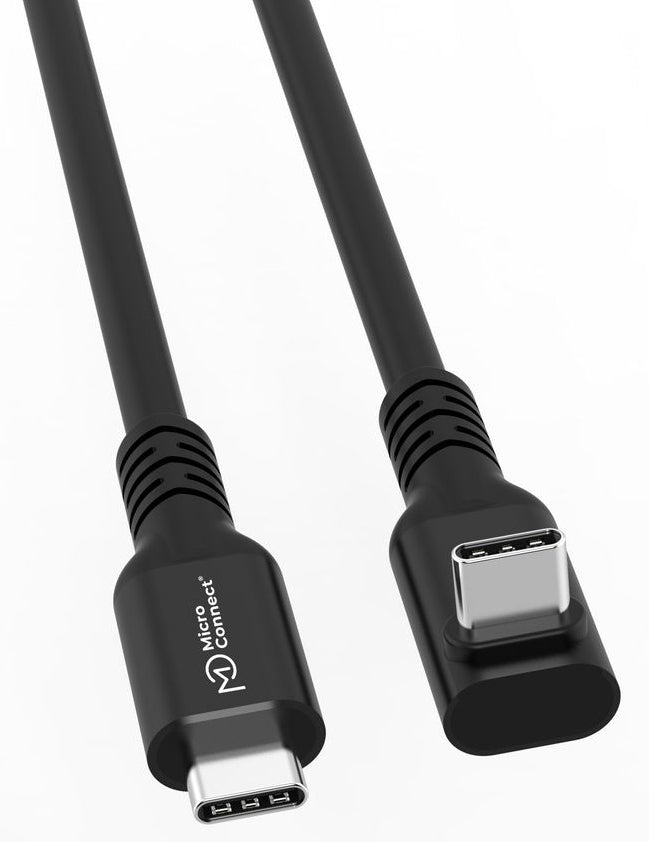 MicroConnect MC-USB3.2CC025-FA USB-C Cable 0.25m 100W 20Gbps Angled Black