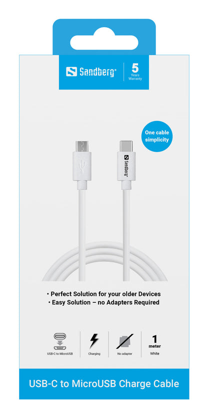 Sandberg 136-74 USB-C to Micro-USB Charge Cable – 1m White