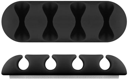 MicroConnect CABLEMANA-16 Cable Holder – Floor Organiser, Black, 2 Pack, 4 Slot, Adhesive
