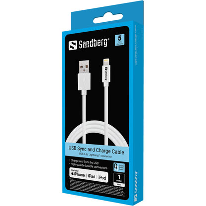 Sandberg 440-75 USB Lightning Cable 1m White – MFI Certified USB A to Lightning