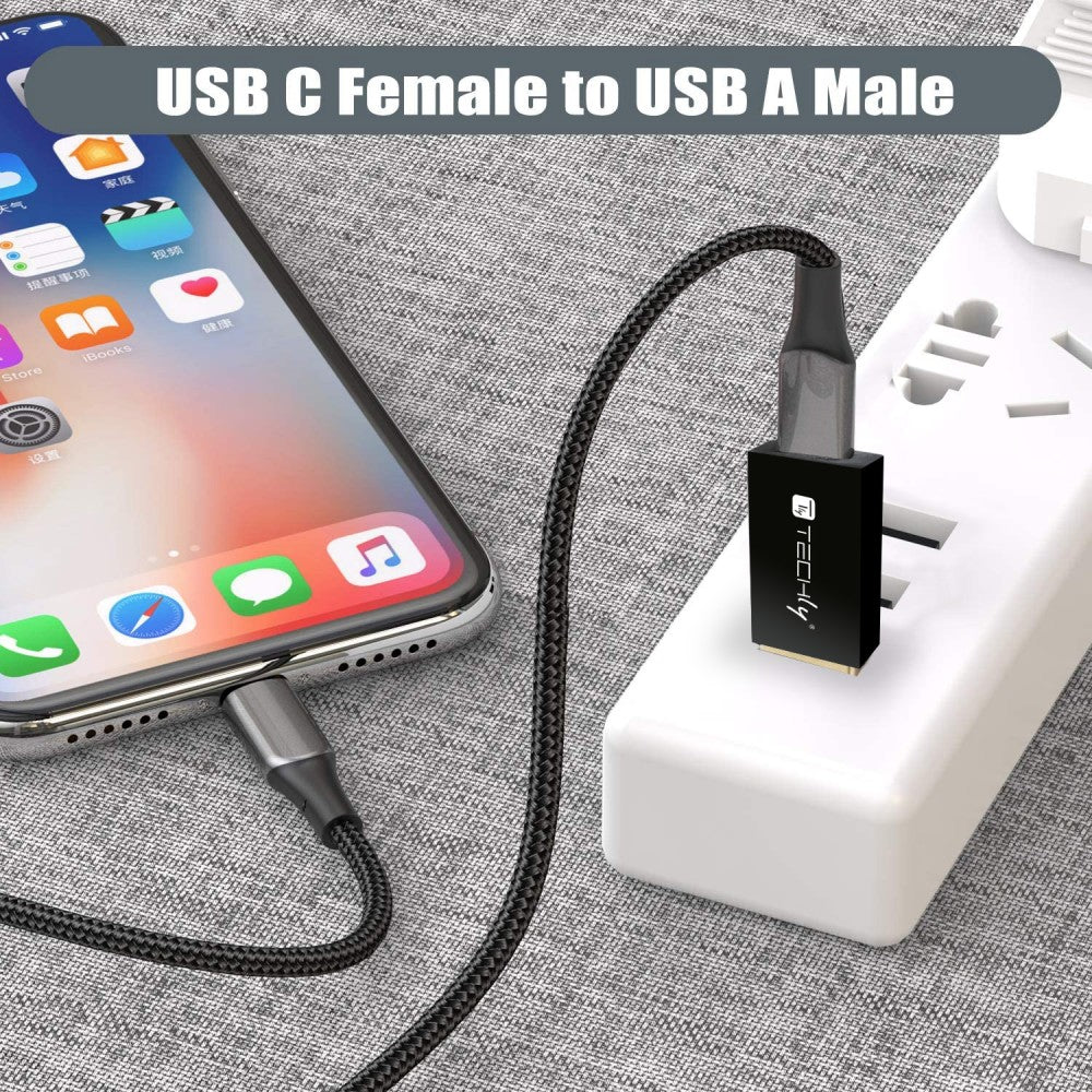 Techly IADAP-USB3-AFT USB 3.0 Adapter – USB A Male to USB-C Female Converter Black