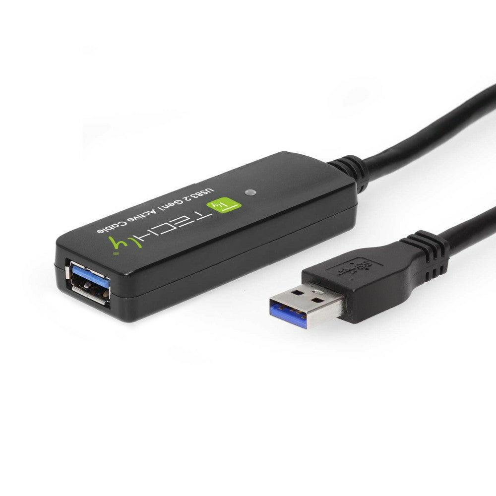 Techly ICUR30100G USB 3.2 Gen 1 Active Extension Cable 10m USB A Black