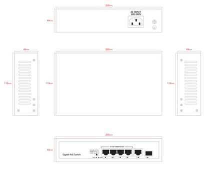 Ernitec ELECTRA-U04-1GB-60W Network Switch – 4-Port PoE 1Gbps Unmanaged
