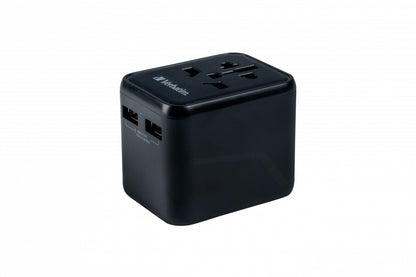 Verbatim 49543 Universal Travel Adapter – Power Plug Adapter 2x USB-A 12W Black