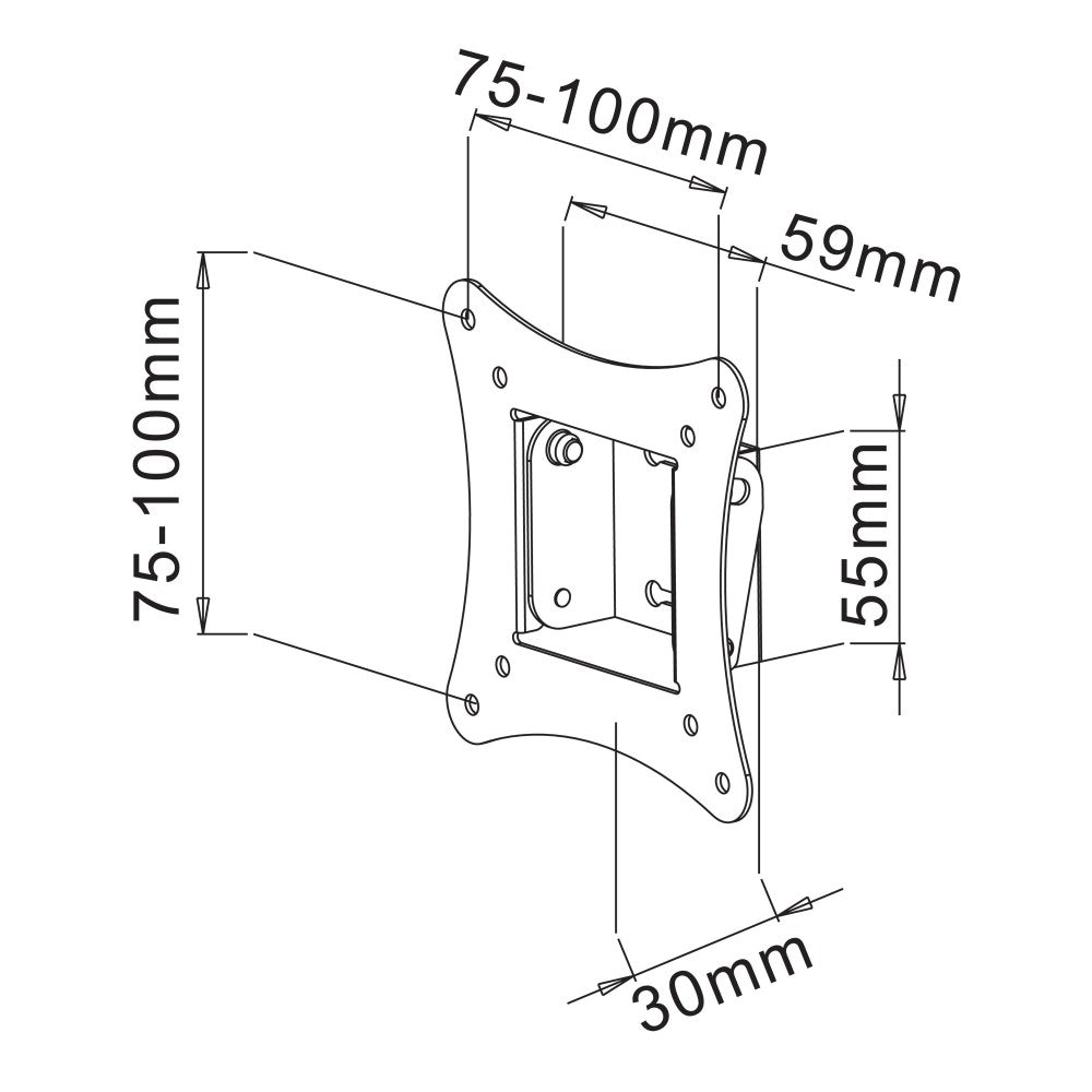 Techly ICA-LCD-900 13-30" Tiltable TV Wall Mount, VESA 100x100, 15kg, Black