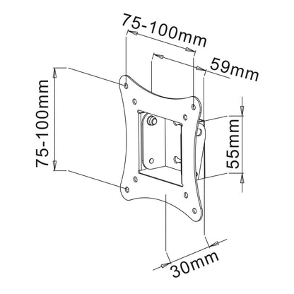 Techly ICA-LCD-900 13-30" Tiltable TV Wall Mount, VESA 100x100, 15kg, Black