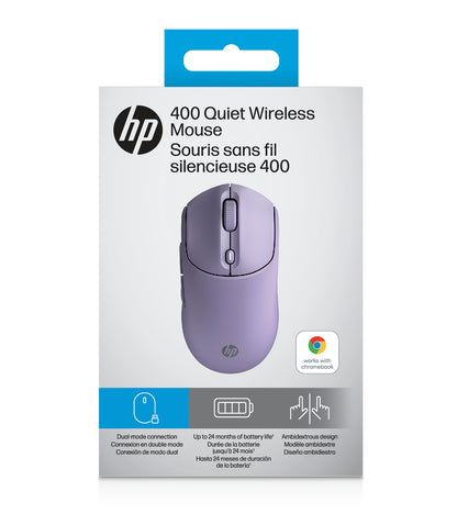 HP AZ7B7AA#ABB 400 Quiet Purple Wireless Mouse – Ambidextrous, 6000 DPI