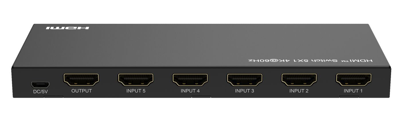 MicroConnect MC-HDMISWITCH0501-4K 5x1 HDMI AV Switch 4K@60Hz with Remote – Metal, CE/FCC/RoHS