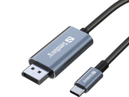Sandberg 136-51 USB-C to DisplayPort Cable 2m – 4K UHD, 240Hz, Aluminium Connectors