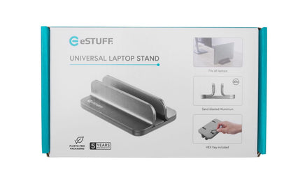 eSTUFF GLB229000 Universal Laptop Stand – Adjustable Aluminium Desk Accessory