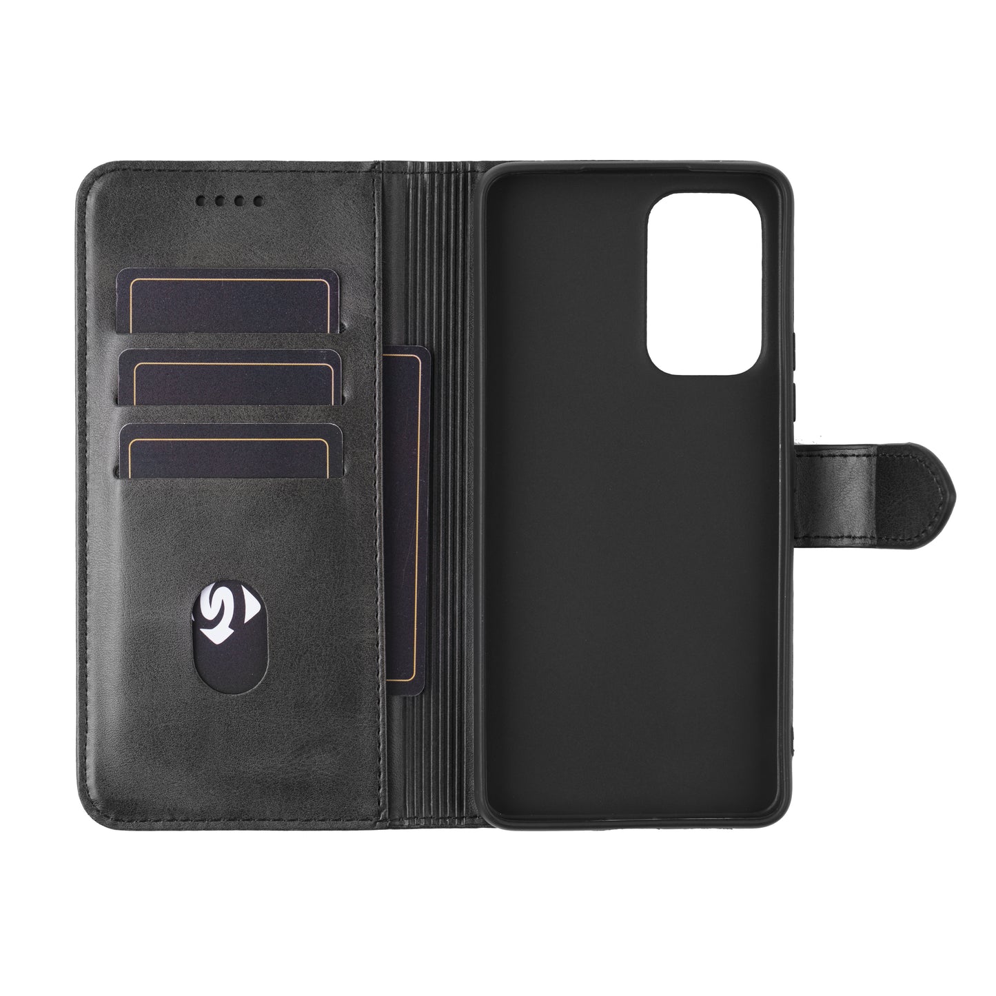 eSTUFF ES67340012-BULK Mobile Phone Case – Black PU Wallet Cover with Magnetic Closure
